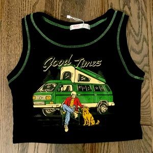 Romwe Crop Graphic tank - Size Medium